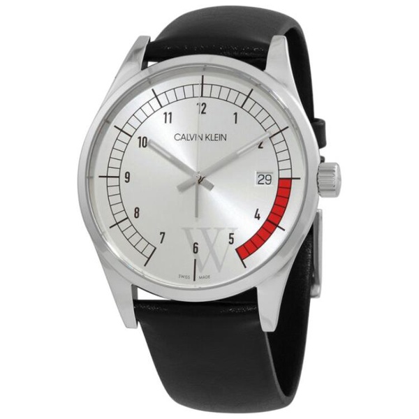 캘빈클라인 Calvin Klein MEN'S Completion Leather Silver Dial Watch KAM211CY