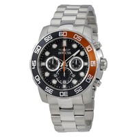 Invicta MEN'S Pro Diver Chrono Stainless Steel Black Dial SS 22230