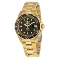 Invicta MEN'S Pro Diver Automatic 18K Gold Plated SS Black Dial 8929