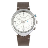 Breed MEN'S Tempest Chronograph Genuine Leather White Dial Watch BRD8602