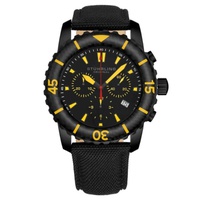 Stuhrling Original MEN'S Aquadiver Chronograph Leather Black Dial Watch M15243
