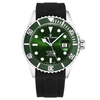 Revue Thommen MEN'S Diver Rubber Green Dial Watch 17571.2829