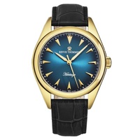 Revue Thommen MEN'S Heritage Leather Blue Dial Watch 21010.2515