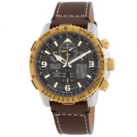 Citizen MEN'S Promaster Chronograph Calf Leather Black Dial Watch JY8084-17H