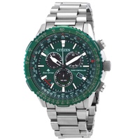 Citizen MEN'S Promaster Air A-T Chronograph Stainless Steel Green Dial Watch CB5004-59W