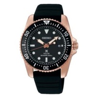 Seiko MEN'S Prospex Solar Silicone Black Dial Watch SNE586P1