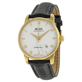 Mido MEN'S Baroncelli II Leather White Dial Watch M86003264