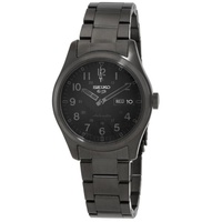 MEN'S Seiko 5 Stainless Steel Black Dial Watch SRPJ09