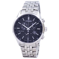Citizen MEN'S Eco-Drive Chronograph Stainless Steel Black Dial Watch AT2140-55E