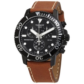 Tissot MEN'S Seastar 1000 Chronograph Leather Black Dial Watch T1204173605100