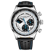 Stuhrling Original MEN'S Monaco Chronograph Leather Silver Dial Watch M15561