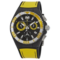 Technomarine MEN'S C루이 RUISE Chronograph Silicone with a Yellow Polyurethane Nylon Top Black Dial Watch TM-115181
