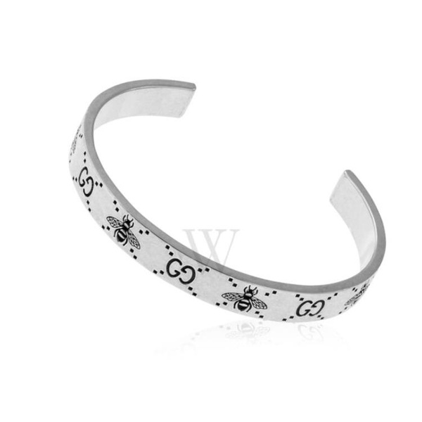 구찌 구찌 Gucci GG And Bee Engraved Cuff Bracelet YBA728296001