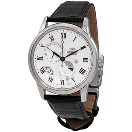 Orient MEN'S Sun and Moon Leather White Dial Watch RA-AK0008S10B