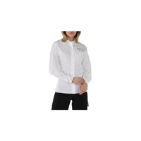 오프화이트 Off-White Draped-Detail Long-Sleeved Shirt in White Black OWGA073S20FAB0010110
