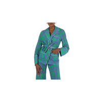 오프화이트 Off-White Leaf-Print Pyjama-Style Shirt in Blue/Green OWGA065R20H150903040