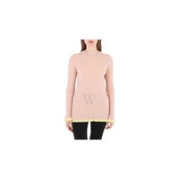 Ladies 버버리 Burberry Knit Tops Solid Pale Pink Crew Neck 8001500