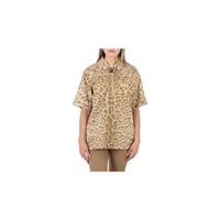 버버리 Burberry Ladies Animal Print Short-sleeve Cotton Oversized Shirt 4560515
