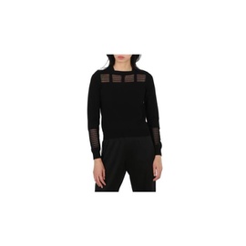 Alaia Ladies Long Sleeve Wool-Blend Openwork Detail Sweater, Brand Size 38 (US Size 4) 9H9UG49RM501-C999