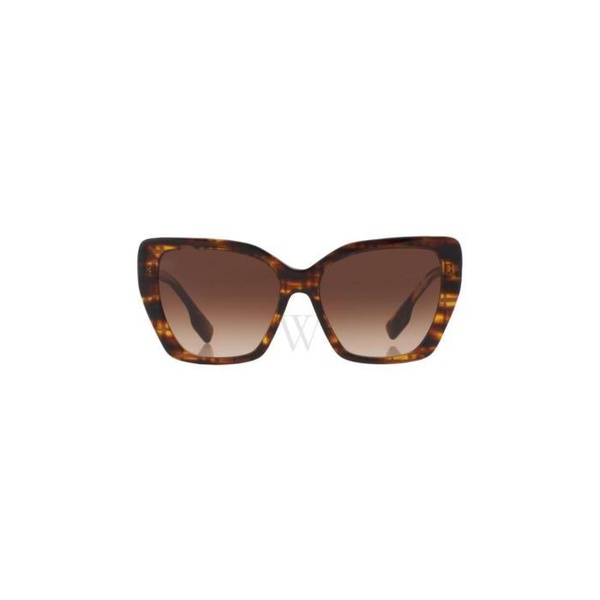 버버리 버버리 Burberry Tamsin 55 mm Top Check/Striped Brown Sunglasses BE4366 398113 55