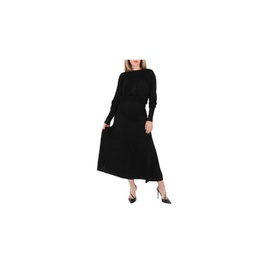 버버리 Burberry Ladies Black Wynona Ruched Panelled Jersey Gown 8014210