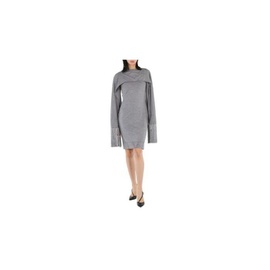 버버리 Burberry Cloud Grey Merino Wool Sleeveless Dress With Fringed Capelet 4564011