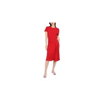 베르사체 Versace Ladies Scarlet Draped Asymmetric Midi Dress, Brand Size 38 (US Size 2) 1000690-1A00701-1R230