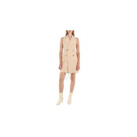 발망 Balmain Ladies Light Nude/White Monogram-jacquard Sleeveless Dress XF1R5430CB65-GID