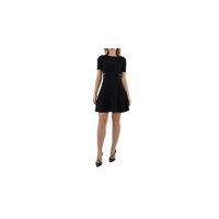 Alaia Ladies Black Knit Short-sleeved Skater Dress, Brand Size 36 (US Size 4) AA9R21951M658