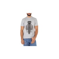 버버리 Burberry MEN'S Sayers Pale Grey Melange Swan Print Cotton Oversized T-shirt 8029886