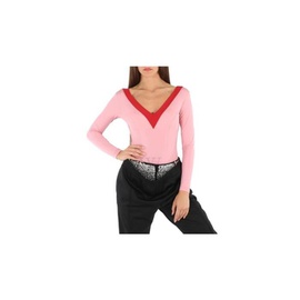 버버리 Burberry Runway Ladies Pink Two-tone Stretch Jersey Bodysuit 4562570