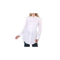 발망 Balmain Ladies Long Cotton Shirt YF0HQ012CC52-0FA