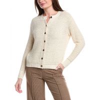 Lafayette 148 New York Textured Stitch Crewneck Linen & Silk-Blend Cardigan