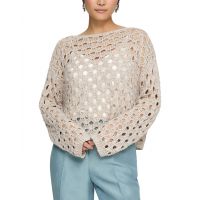 Lafayette 148 New York Open Stitch Bateau Neck Sweater