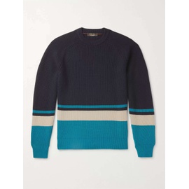 로로 피아나 LORO PIANA Blue Lexington Striped Ribbed Baby Cashmere Sweater 10516758728738991