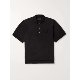 PRADA Black Logo-Appliqued Cotton Polo Shirt 1160225283