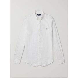 폴로 랄프 로렌 POLO RALPH LAUREN Slim-Fit Button-Down Collar Logo-Embroidered Linen Shirt 11452292645905433
