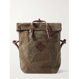 BLEU DE CHAUFFE Green Woody Leather-Trimmed Cotton-Canvas Backpack 1647597279289840