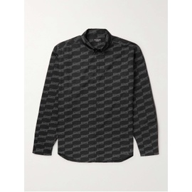 발렌시아가 BALENCIAGA Black Oversized Button-Down Collar Logo-Print Cotton-Poplin Shirt 1647597283298062