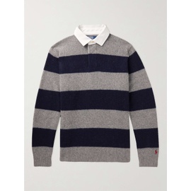 폴로 랄프 로렌 Polo RALPH LAUREN Navy Striped Wool and Cashmere-Blend Polo Shirt 1647597291121375