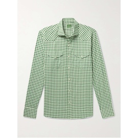 SID MASHBURN Green Gingham Cotton-Twill Western Shirt 1647597291892760