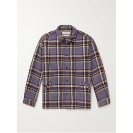 레미 릴리프 REMI RELIEF Purple Checked Cotton-Blend Flannel Shirt 1647597292070174