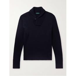 INCOTEX Navy Shawl-Collar Virgin Wool Sweater 1647597292291108
