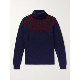 INCOTEX Navy Jacquard-Knit Virgin Wool Rollneck Sweater 1647597292291243