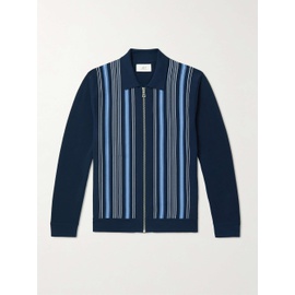 MR P. Navy Striped Cotton Zip-Up Sweater 1160199457