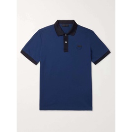 PRADA Blue Slim-Fit Logo-Appliqued Contrast-Tipped Cotton-Pique Polo Shirt 1160218532