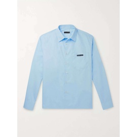 PRADA Blue Logo-Detailed Cotton-Poplin Shirt 1160223416