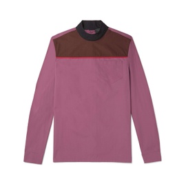 PRADA Pink Slim-Fit Piped Colour-Block Cotton-Poplin Shirt 29012654081642074
