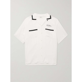 CELINE HOMME White Camp-Collar Logo-Embroidered Viole Shirt 32027475399126975