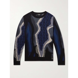 펜디 FENDI Blue Cotton-Jacquard Sweater 1160199445